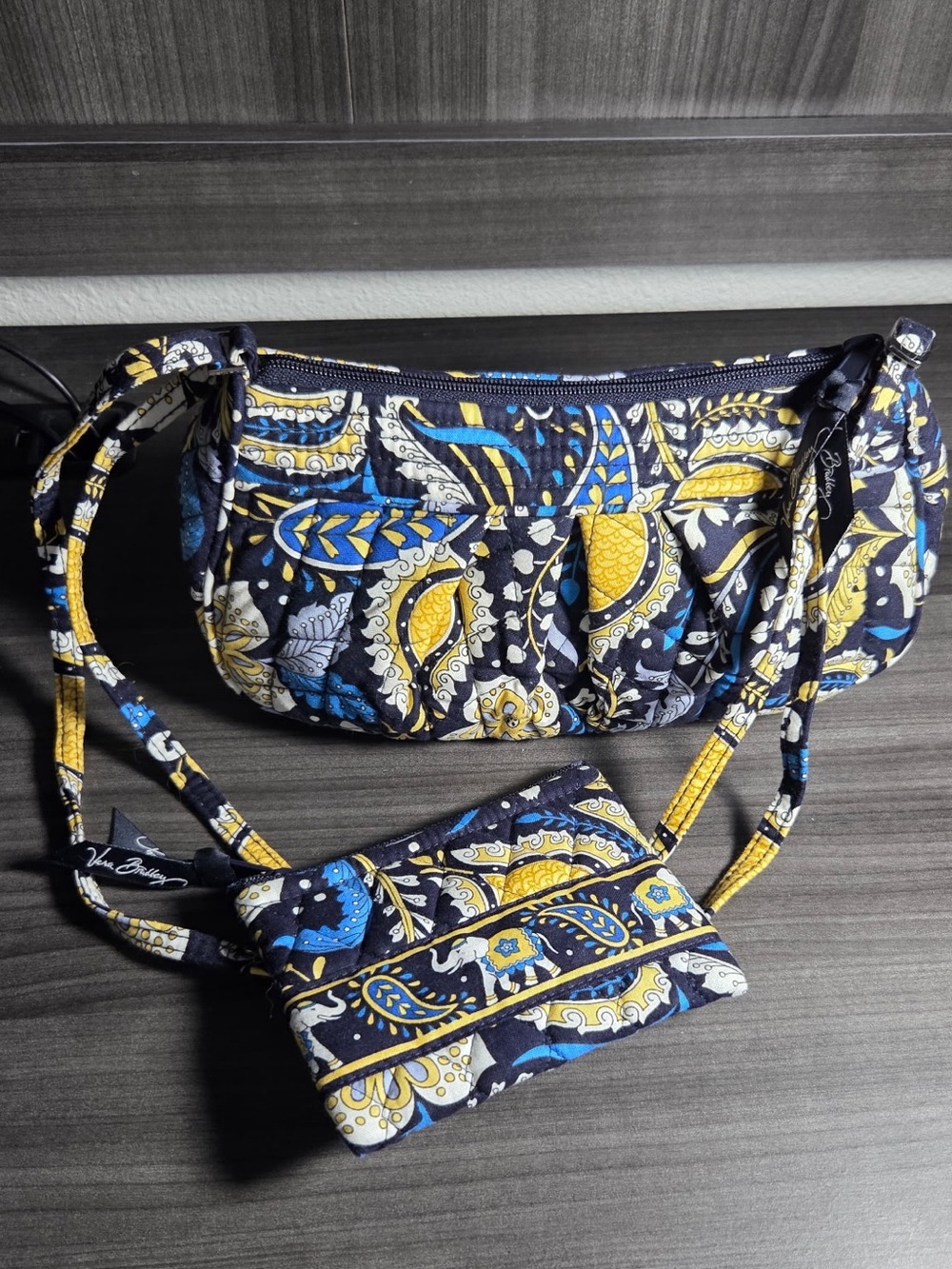 Vera Bradley “Ellie Blue” mini Frankie crossbody and pouch